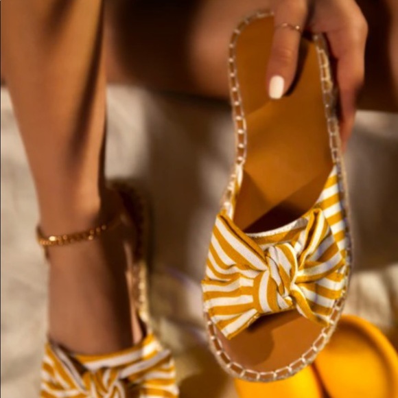 Vegan Yellow Stripe Sandals - Picture 7 of 7